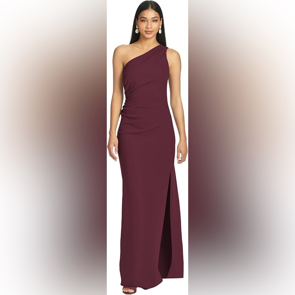 Sachin and Babi Cece Deep Wine One Shoulder Asymmetrical Gown, size‎ 8
